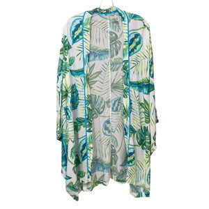 HUE Everyday Robe Green Floral Women's L/XL NWT White/Jungle Palm Green